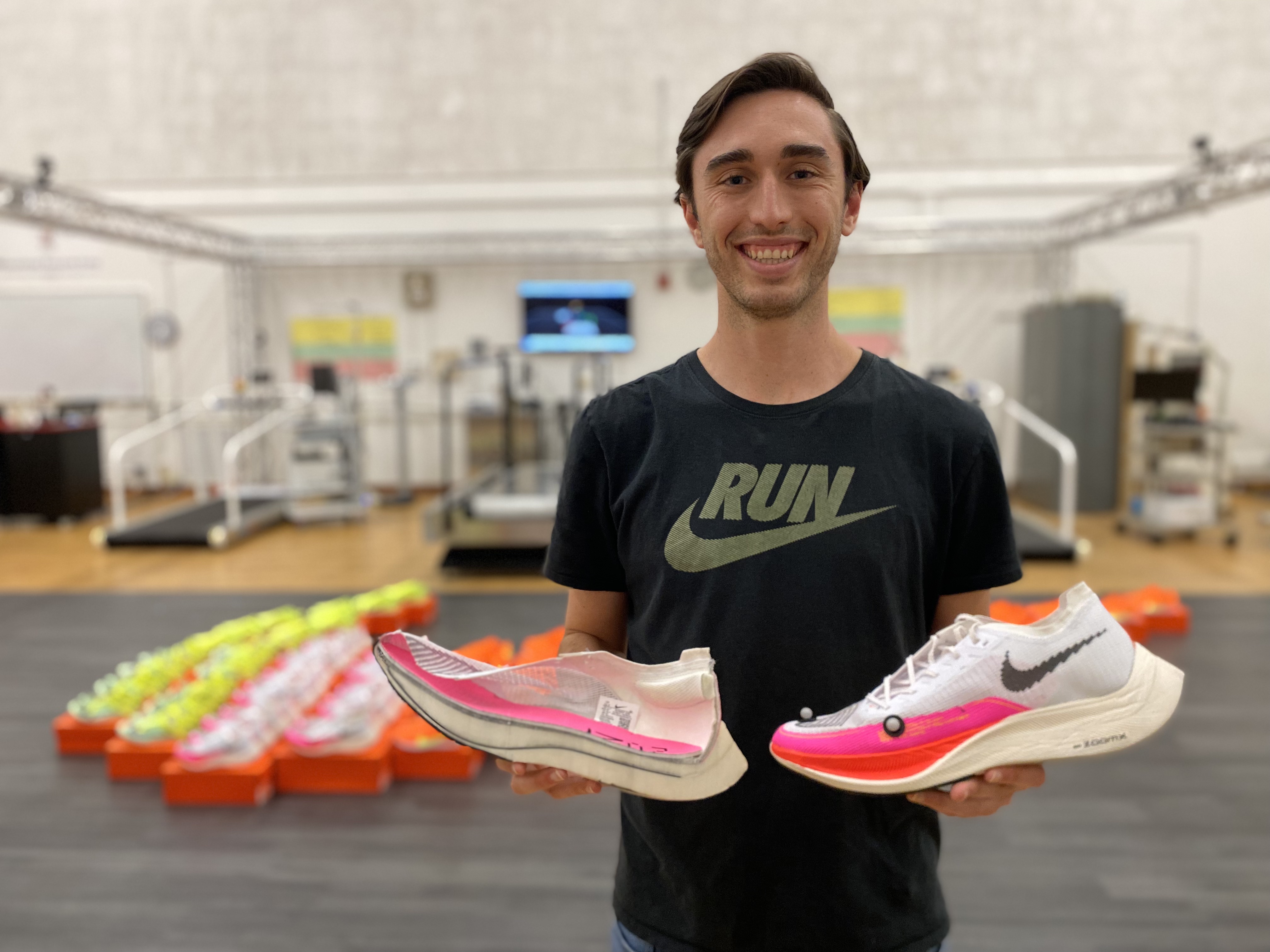 Justin Matties standing in a biomechanics laboratory